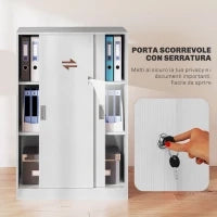 Armadietto da Ufficio a 3 Ripiani con 2 Chiavi di Sicurezza, in Truciolato, 80x40x120 cm, Bianco