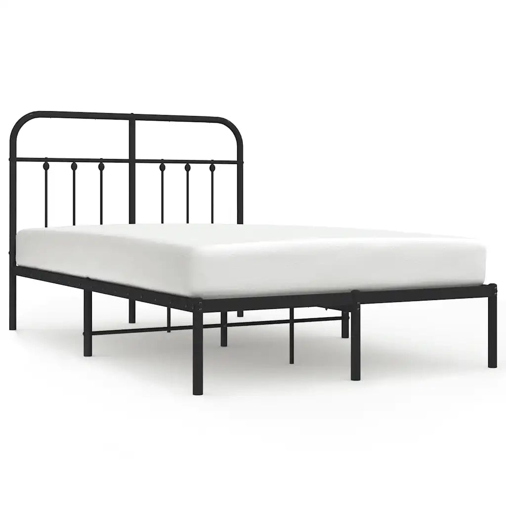 Giroletto con Testiera-Struttura Letto con testiera in Metallo Nero 120x200 cm 202345