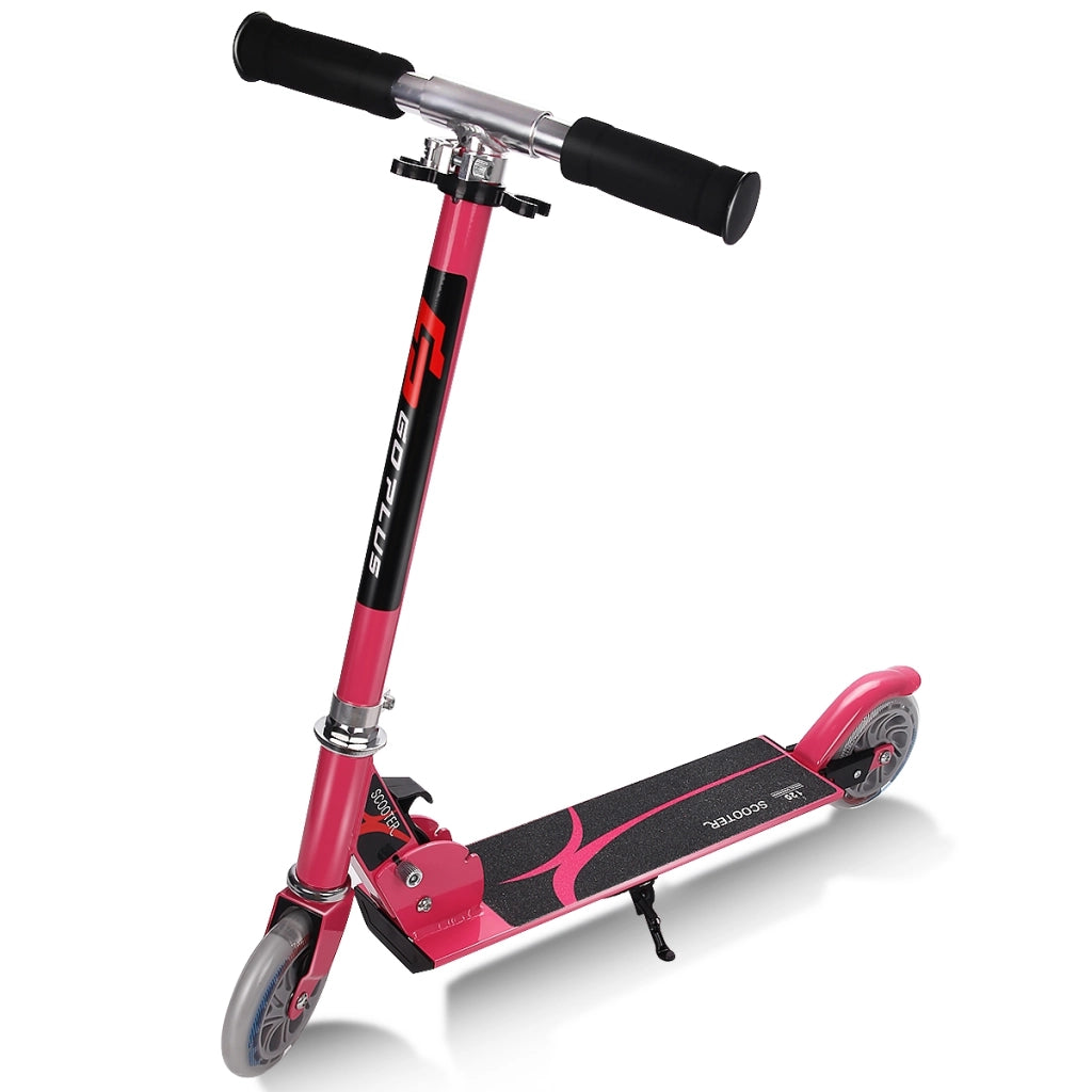 Monopattino a 2 ruote lampeggianti per bambini con musica altezza regolabile, Monopattino in alluminio Rosa-Monopattini