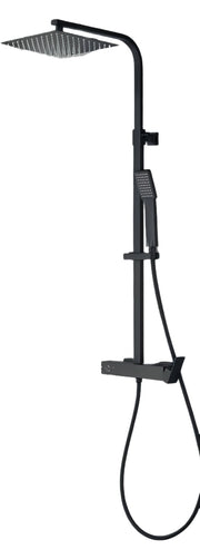 Colonna Doccia Quadrata con Miscelatore Meccanico e Deviatore Integrato, Soffione 25x25 cm e Doccetta Quadrata