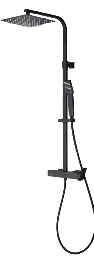 Colonna Doccia Quadrata con Miscelatore Meccanico e Deviatore Integrato, Soffione 25x25 cm e Doccetta Quadrata