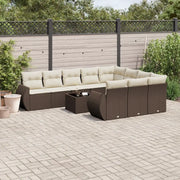 Set Divani da Giardino 11 pz con Cuscini Polyrattan Marrone 3221902