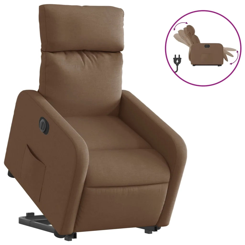 Poltrona Alzapersona Reclinabile Elettrica Marrone Tessuto 3206721