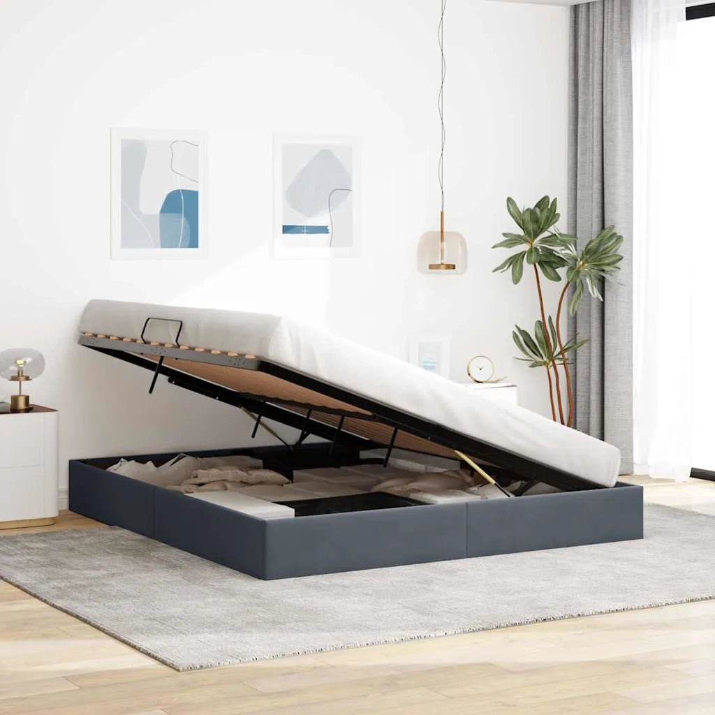 Letto con Contenitore Grigio Scuro 180 x 200 cm Velluto 3370128