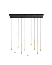 Lampada a Sospensione Susa LED 10x 5W 4650lm 3000K Dimmerabile in Metallo Nero/Ottone Satinato, IP20, Altezza Regolabile - Susa