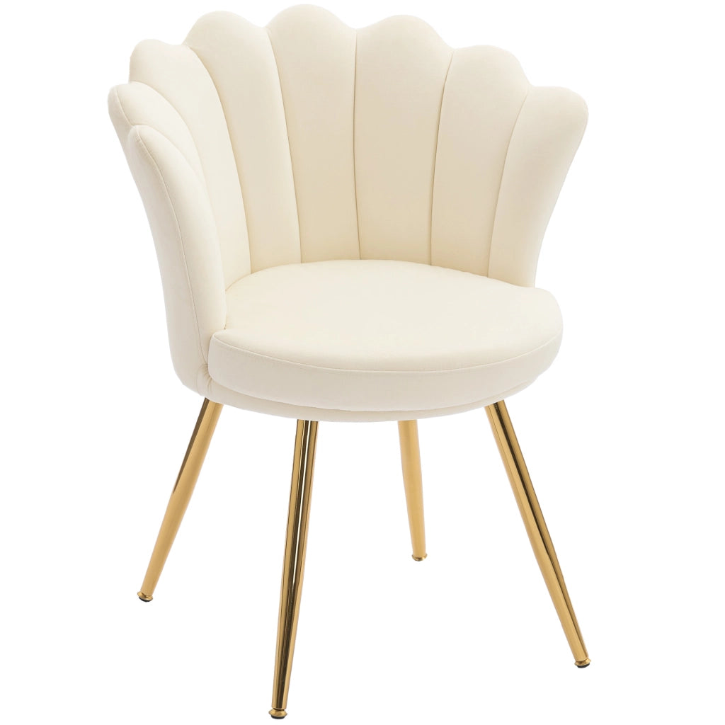 Poltrona in velluto ¨C zephmum ¨C beige con gambe in metallo dorato
