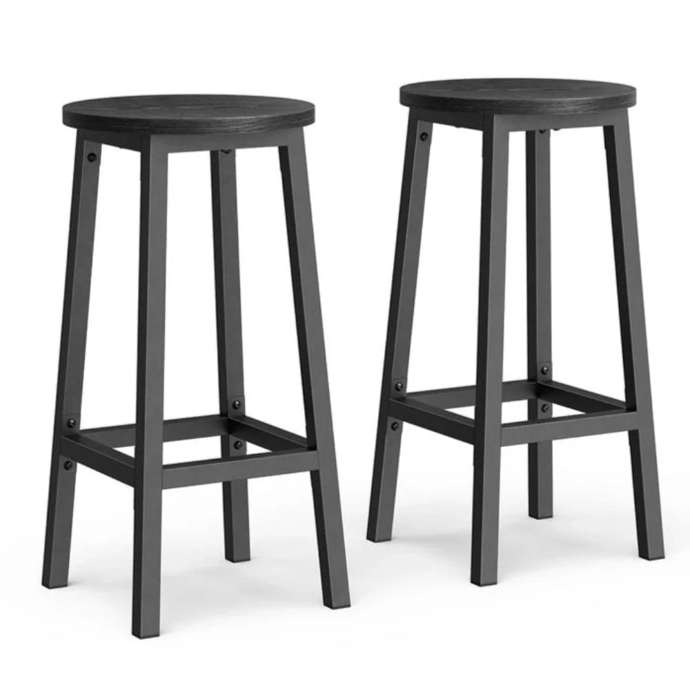 Set di 2 sgabelli alti da bar sedie da cucina struttura in acciaio altezza 65 cm montaggio facile stile industriale nero 12_0007762