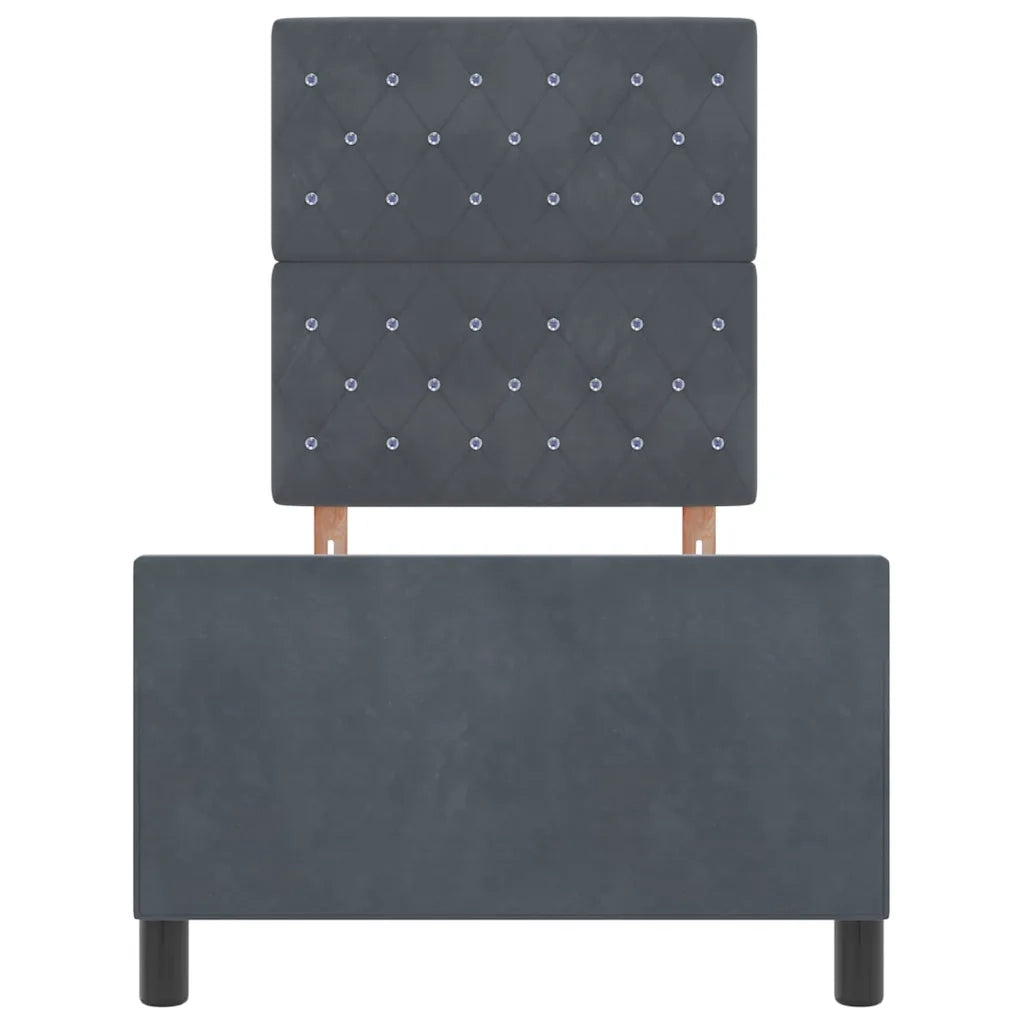 Letto a molle con testiera-Rete con Testiera Grigio scuro 80 x 200 cm Velluto