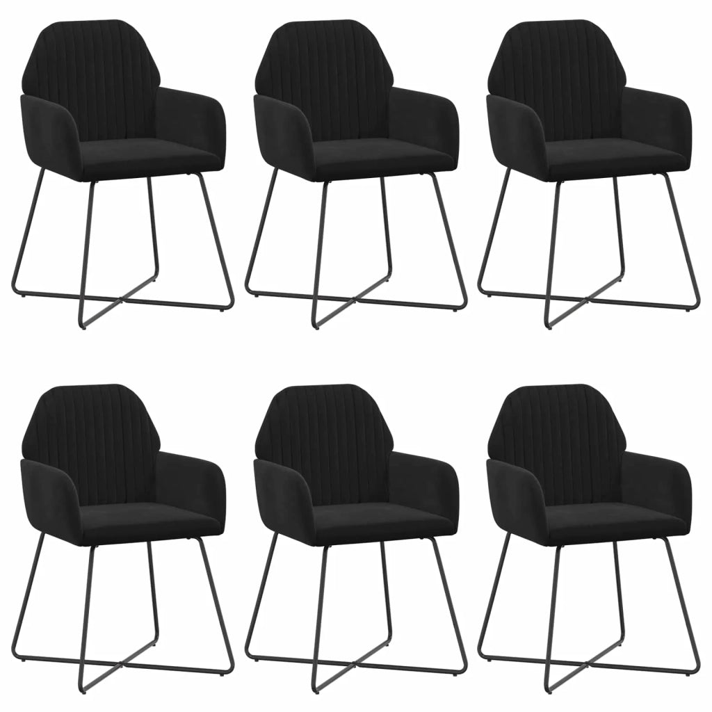 Sedie da pranzo 6 pcs Velluto (V) Nero 55 x 50 x 84 cm 3428388