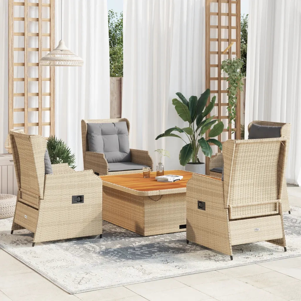 Set Divani da Giardino 5 pz con Cuscini in Polyrattan Beige 3262743