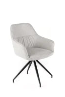 E-STYLO Sedia da pranzo in tessuto grigio chiaro, gambe e struttura in metallo nero, imbottita, 56cm X 56cm H. 87cm.