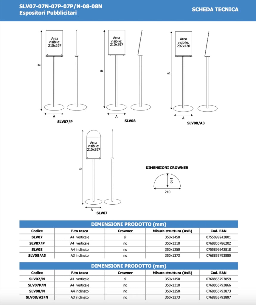 Espositore porta depliant formato A3 - Silver