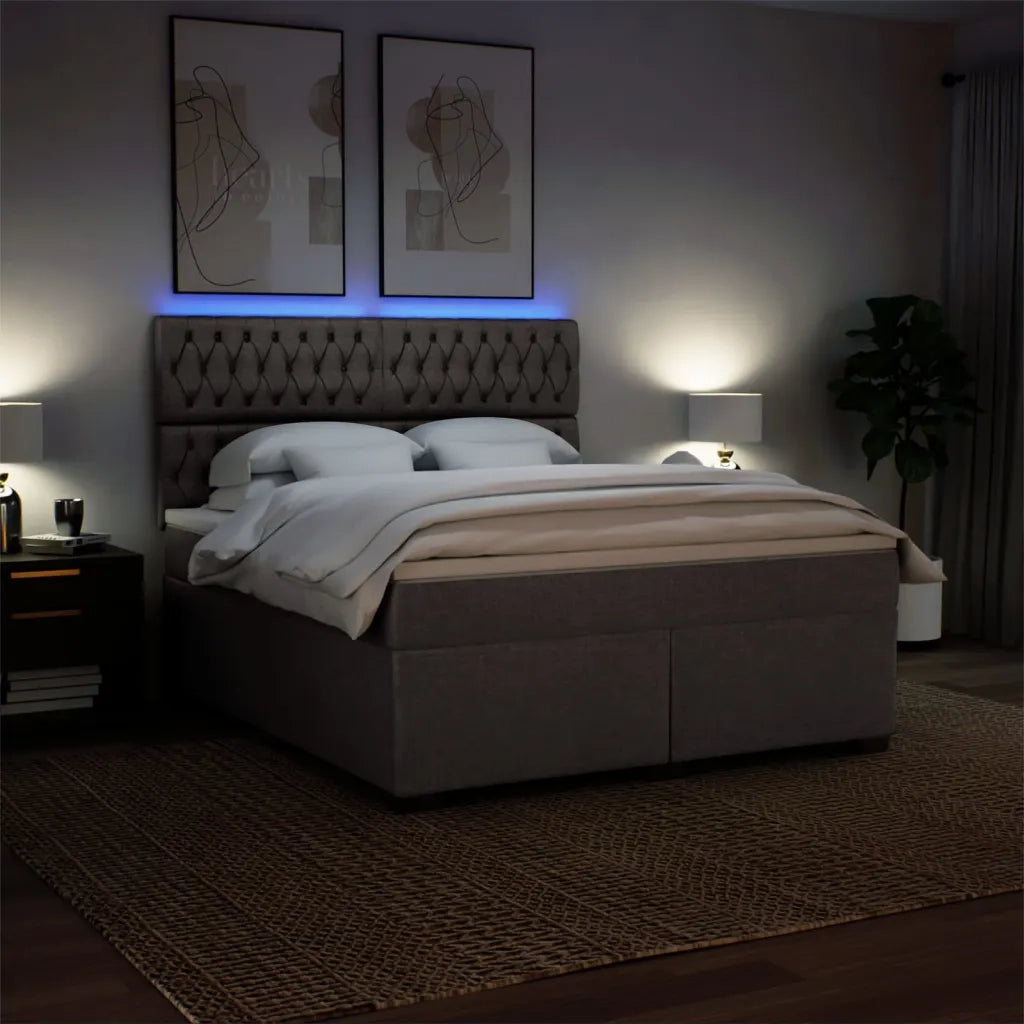 vidaXL Giroletto a Molle con Materasso Tortora 180x200 cm in Tessuto