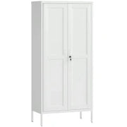 Armadio per Ufficio in Acciaio a 3 Ripiani Regolabili con Serratura e 2 Chiavi, 80x40x175 cm, Bianco