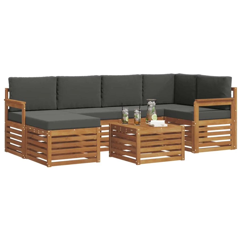 Set divano sezionale con cuscino 7 pcs Naturale e Antracite