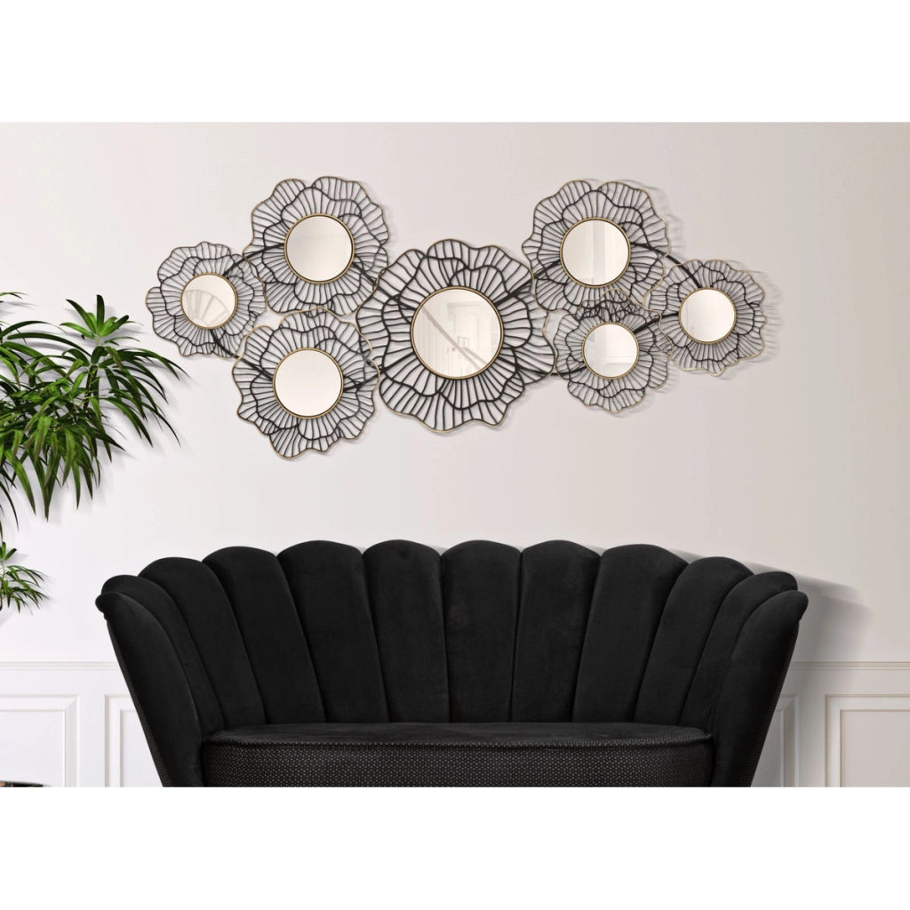 Decorazione in Metallo 3D Cerchi 3, Nero, Metallo, 121x5x56 cm