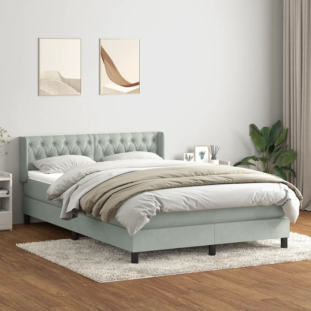 Giroletto a Molle con Materasso Grigio Chiaro 160x210cm Velluto 3318369
