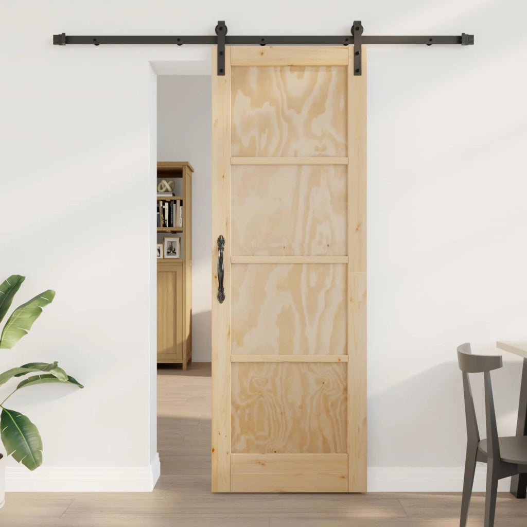 Porta scorrevole Naturale e Nero 73,5 x 211 cm
