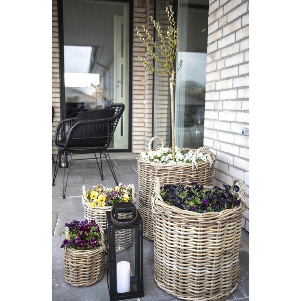 Set di 4 Cesti Portaoggetti Caor, Marrone, Rattan, 20x20x28 cm