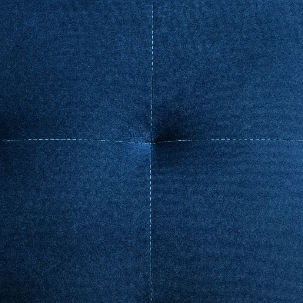 Divano letto ad angolo in tessuto trapuntato in velluto blu navy moderno a forma di L modulare a 5 posti Chaise longue versione sinistra