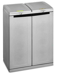 Pattumiera a 2 Ante 68x39x89 cm in Resina Bauer Terry Grigia