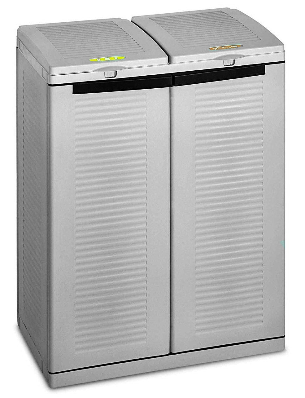 Pattumiera a 2 Ante 68x39x89 cm in Resina Bauer Terry Grigia