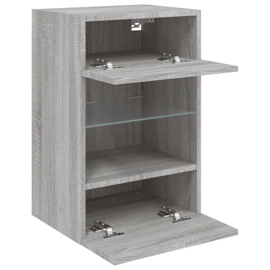 Mobile TV multimediale mensola TV credenza mobile TV parete attrezzata per sala da pranzo soggiorno camera da letto con luci LED Sonoma 40 x 30 x 60,5 cm grigio 02_0028047