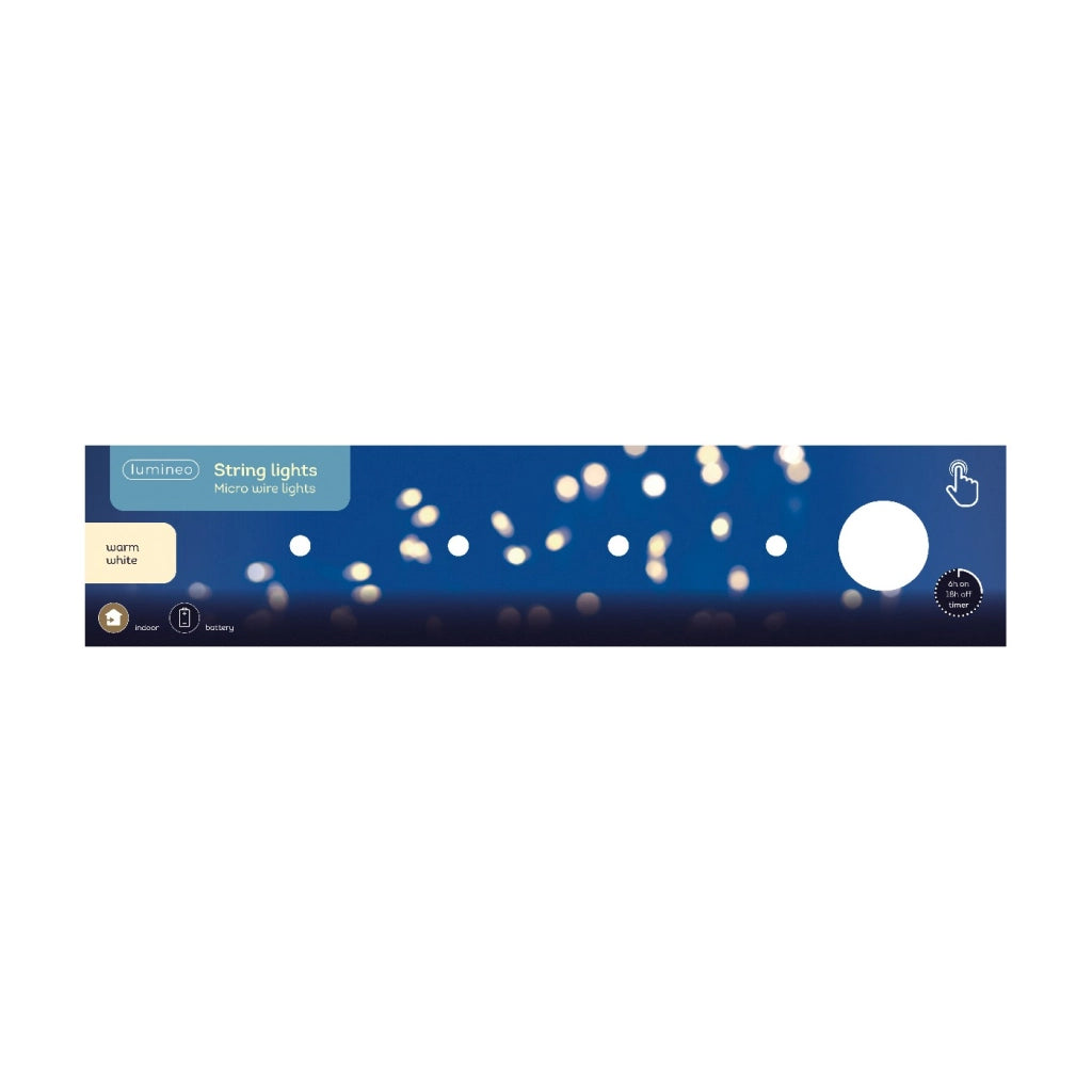 Micro Led luce fissa argento/bianco caldo 195cm 40L a batteria