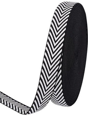 Nastro di Tessitura a Punti 23 m - Nero/Bianco a Strisce - 2 cm Largo - Nastro di Tessitura a Punti in Poliestere - Per DIY - Disegno Stilizzato - Telaio