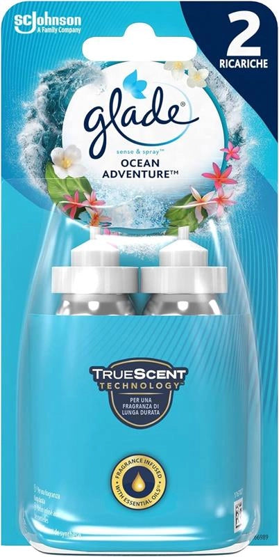 GLADE SENSE & SPRAY DEODORANTE PER AMBIENTI CON SENSORE DI MOVIMENTO FRAGRANZA OCEAN ADVENTURE 2 X 18 ML