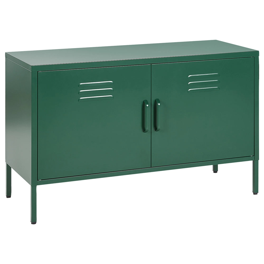 Credenza a 2 ante in acciaio verde mensole per mobili per ufficio a casa Tappi per gambe Design industriale