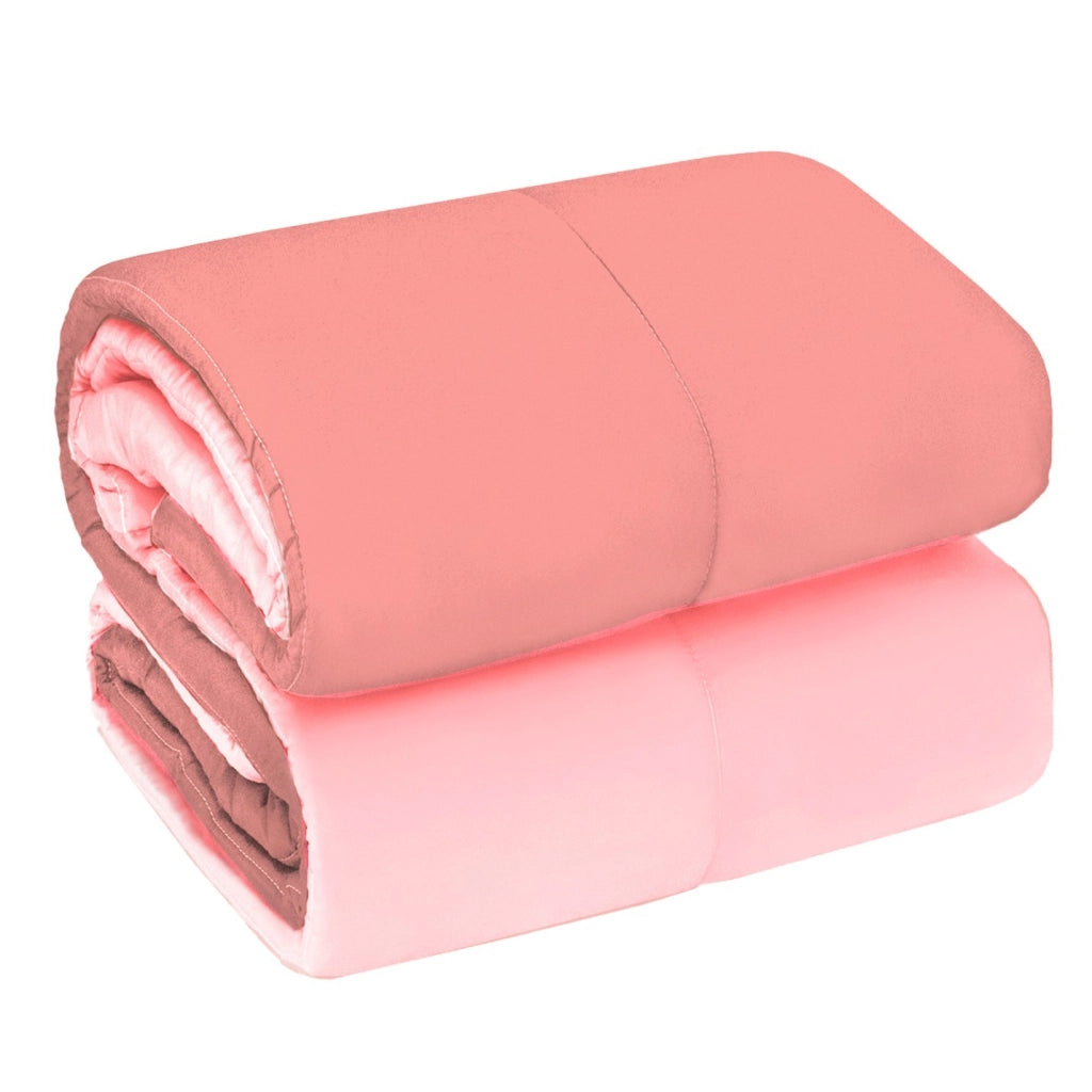 Trapunta Piumone Invernale Double Face 250gr Coperta Calda Letto 1 Pz e Mezza Made In Italy Rosa