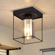 ZMH Lampada da soffitto plafoniera LED vintage vetro nero E27 per soggiorno cucina
