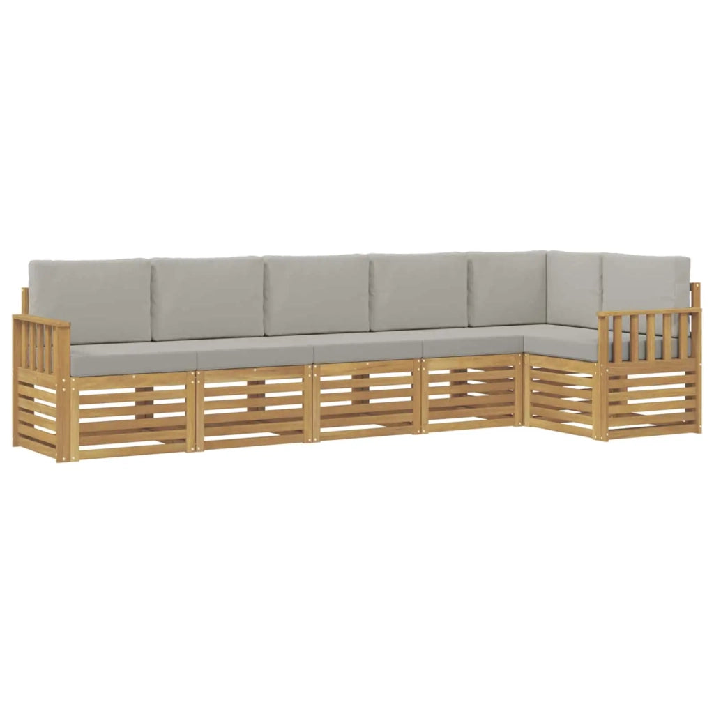 Set di divani da esterno 6 pcs Bianco e Grigio Chiaro