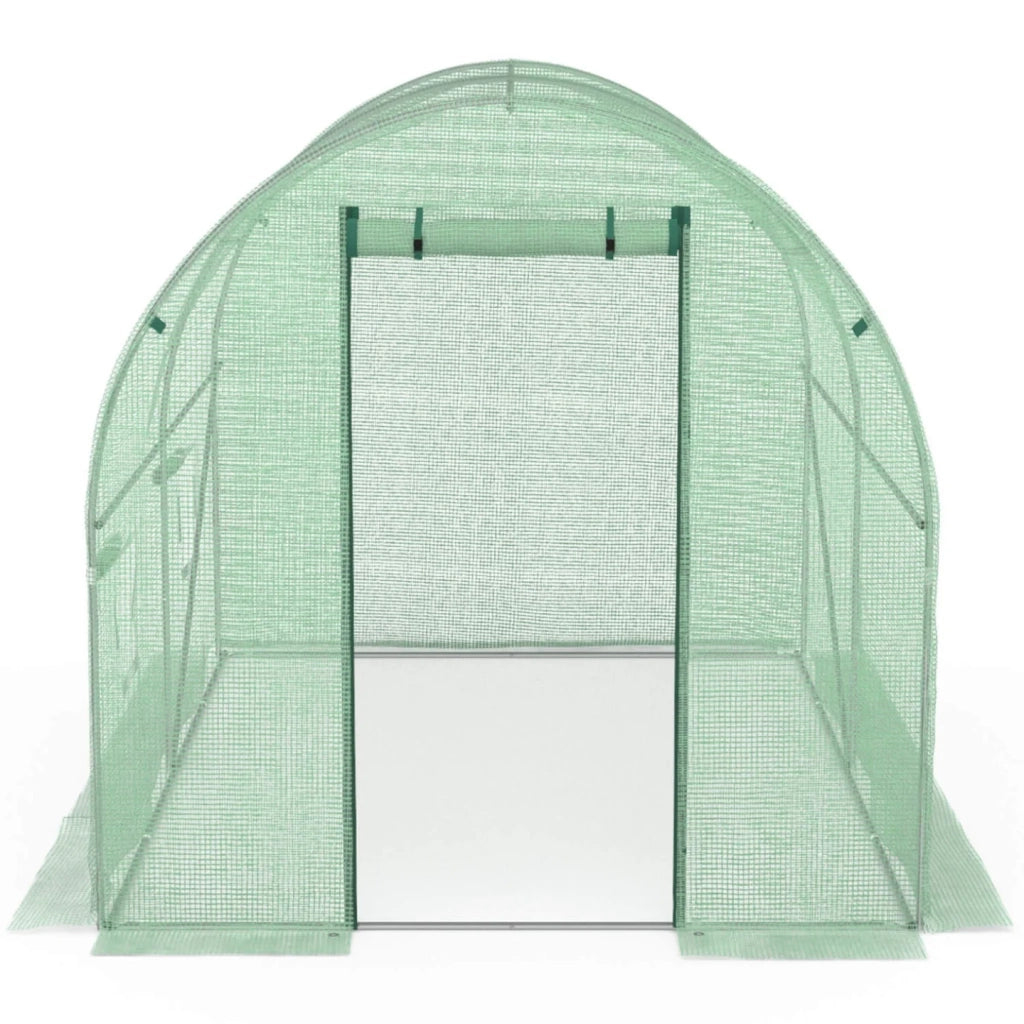 IDMarket - Serra da giardino a tunnel da 6 m² (3 x 2 x 2 m) in acciaio zincato + telo anti-UV con porta e finestre ROMA verde