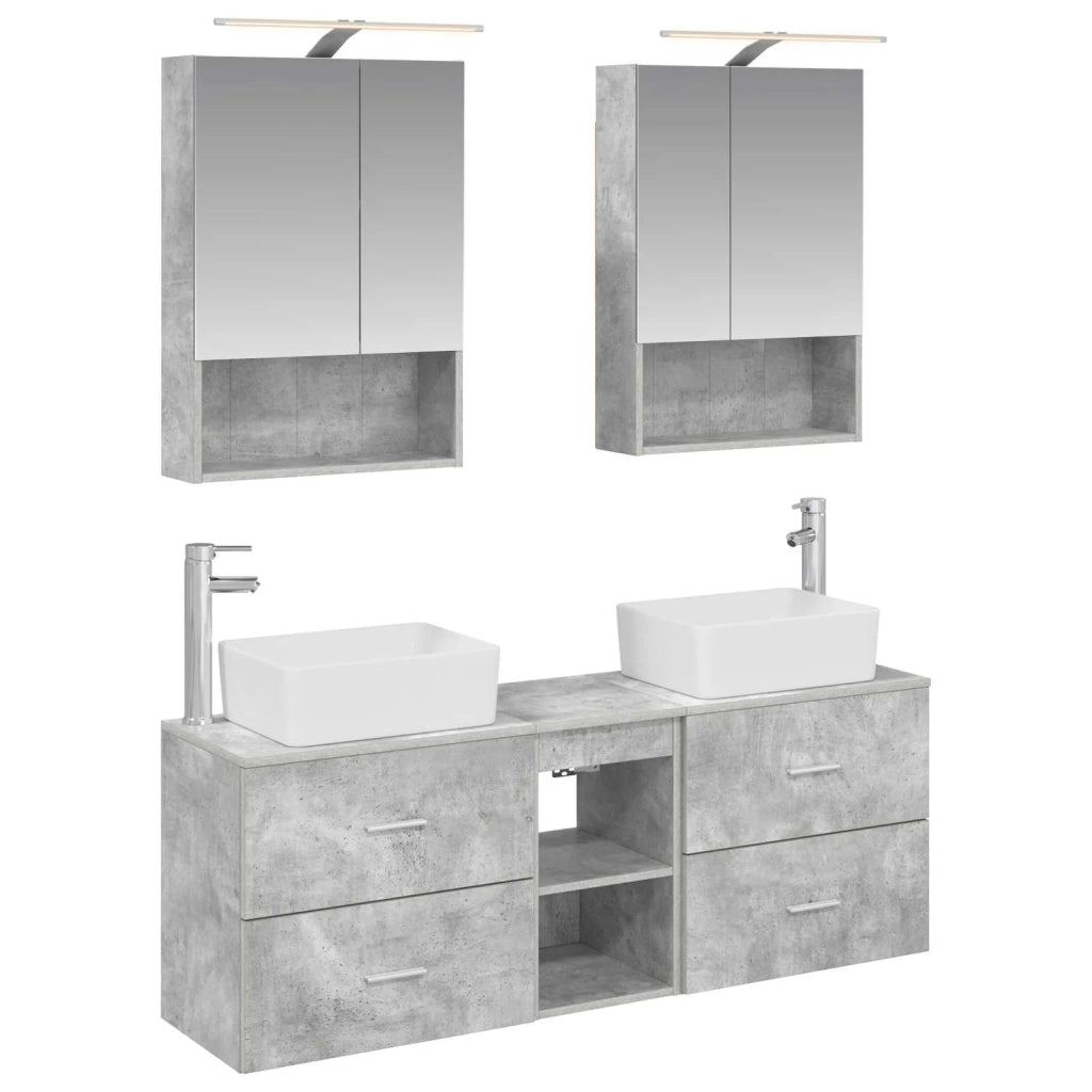 Set di mobili per il bagno 5 pcs Grigio Cemento 3406842