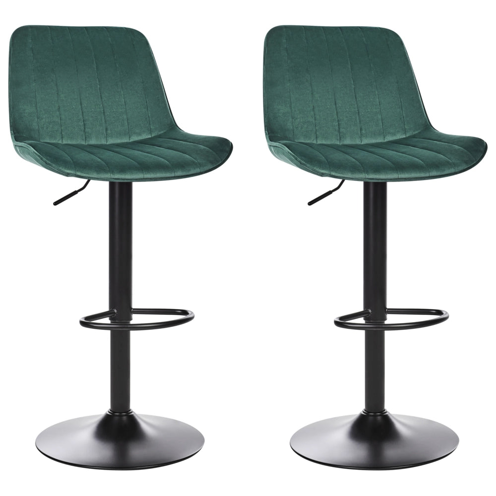 Set di 2 sedie da bar in velluto verde smeraldo gambe in acciaio nero senza braccioli set da pranzo salotto soggiorno moderno