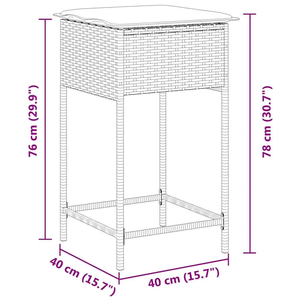 Sgabelli da giardino con Cuscini 2 pz in Polyrattan Nero 368325