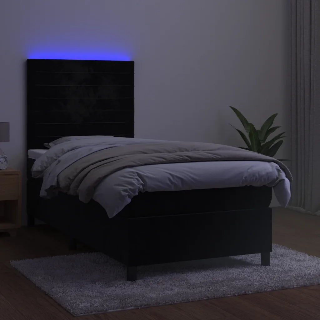 Letto a Molle con Materasso e LED Nero 80x200 cm in Velluto 3136151