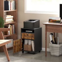 Mobiletto Ufficio con Cassetto e Ruote 40x35x60 cm in Legno Marrone