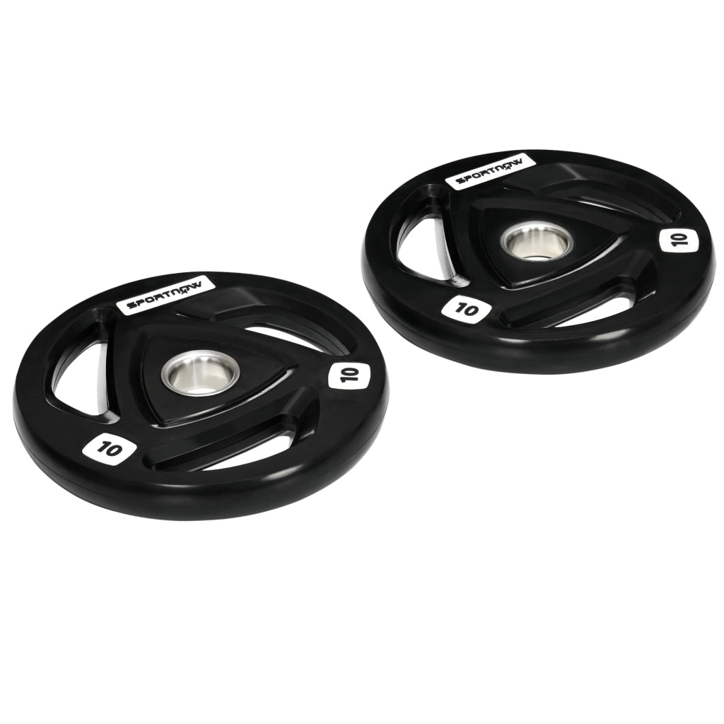 EasyComfort Set di 2 Dischi Pesi da 10kg in Acciaio con Rivestimento in Gomma per Bilanciere