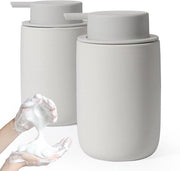 Dispensatore di sapone schiuma - Dispensatore di sapone per cucina e bagno - 2 pezzi - Grigio opaco - Ceramico - 350 ml