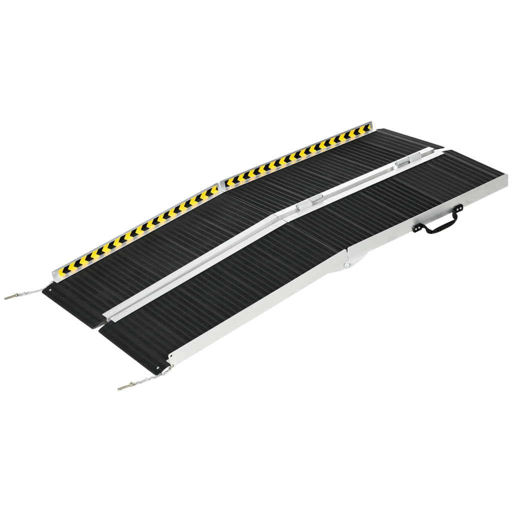Rampa per Sedia a Rotelle Pieghevole e Antiscivolo in Alluminio, 152x73cm, Capacit¨¤ 272kg