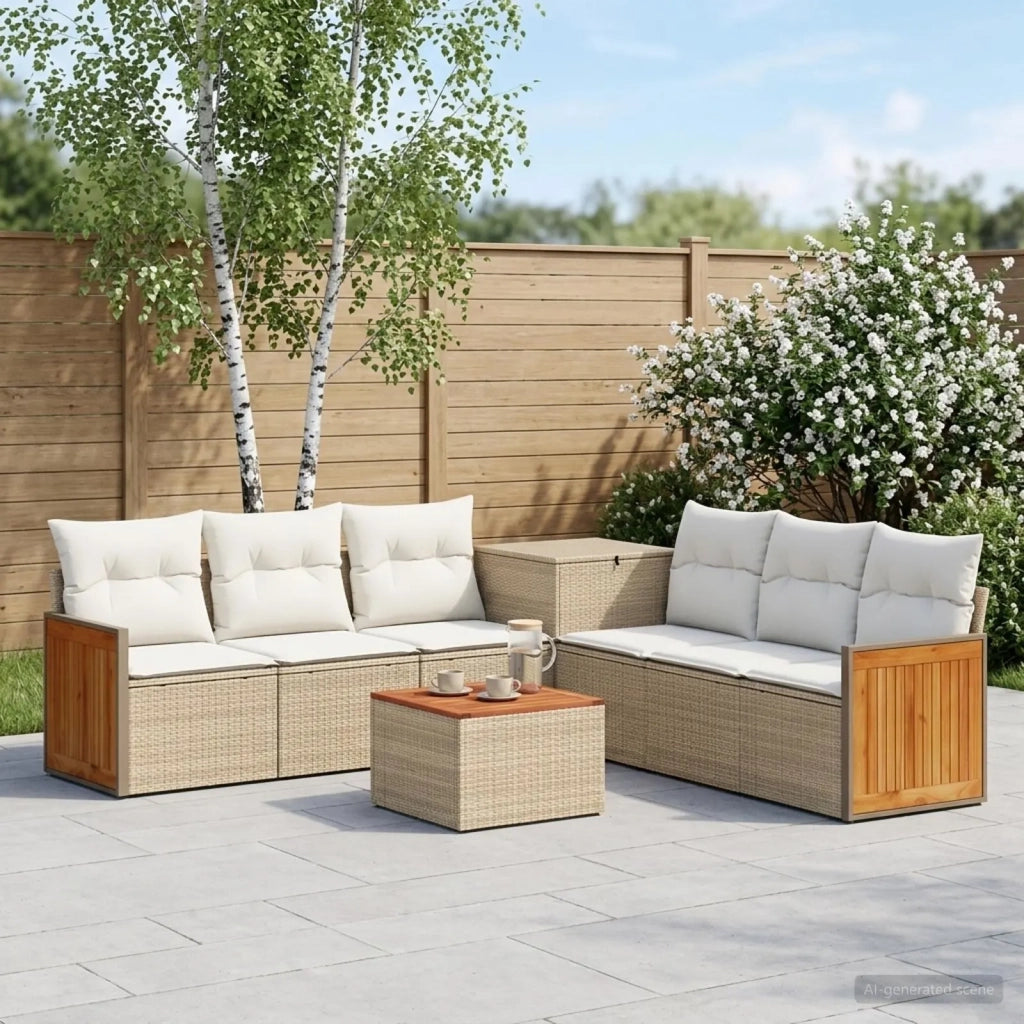 Set di divani 8 pz Beige e Bianco Crema 3448650