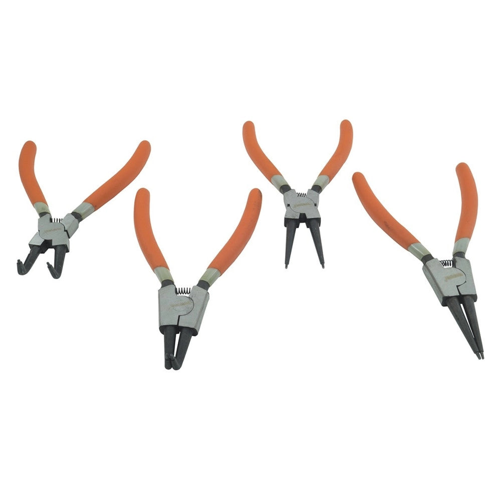 Trade Shop - Set 4 Pinze Circolari Anelli Elastici Interni Esterni 180mm Dritte E Angolo 90° -