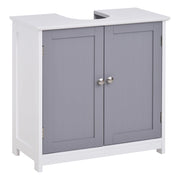 Mobile Sottolavabo per Bagno con Ripiano Regolabile ¨C Zephmum ¨C Bianco Grigio 60x30x60 cm