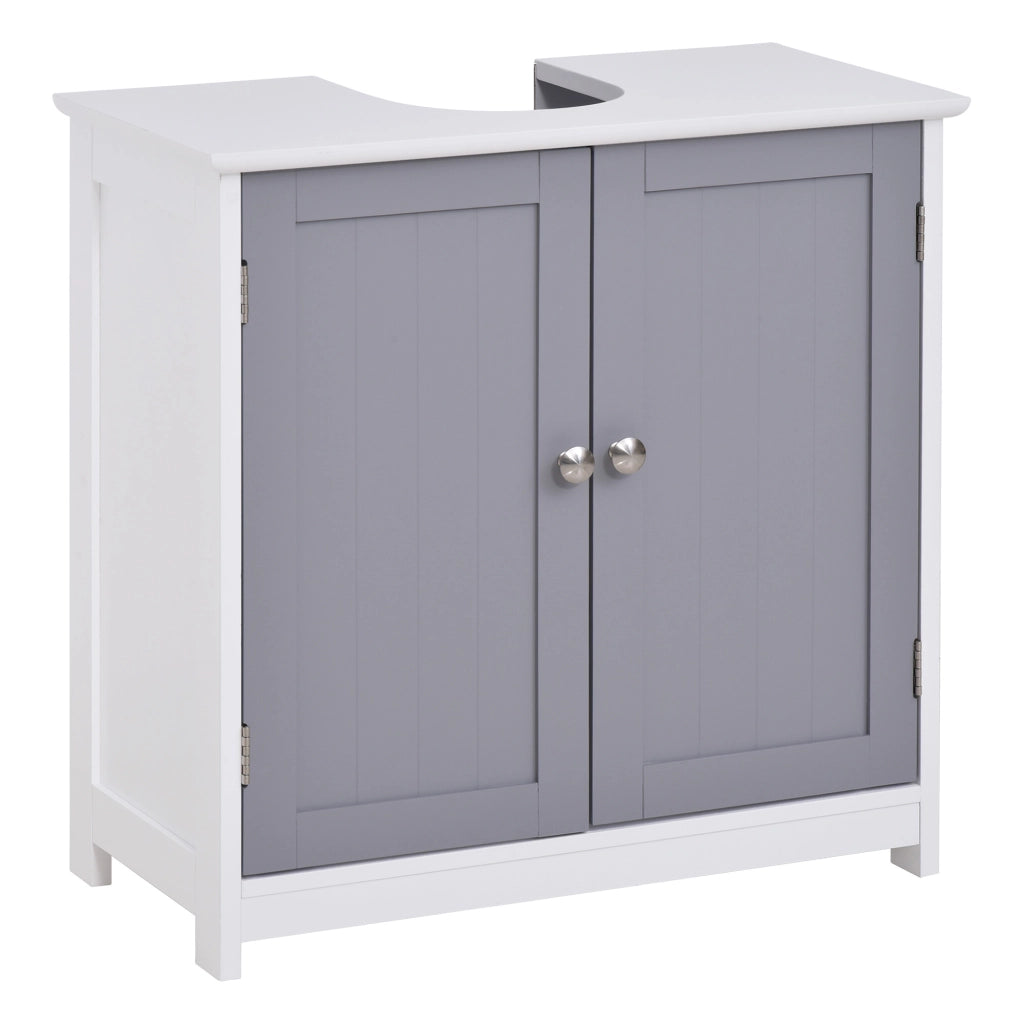 Mobile Sottolavabo per Bagno con Ripiano Regolabile ¨C Zephmum ¨C Bianco Grigio 60x30x60 cm