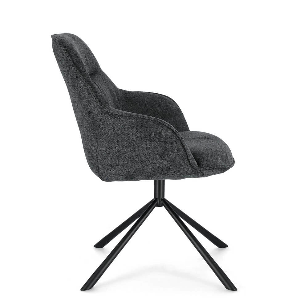 Set di 2 Poltrone Imbottite in Tessuto con Braccioli e Gambe in Acciaio - EFFORTLESS