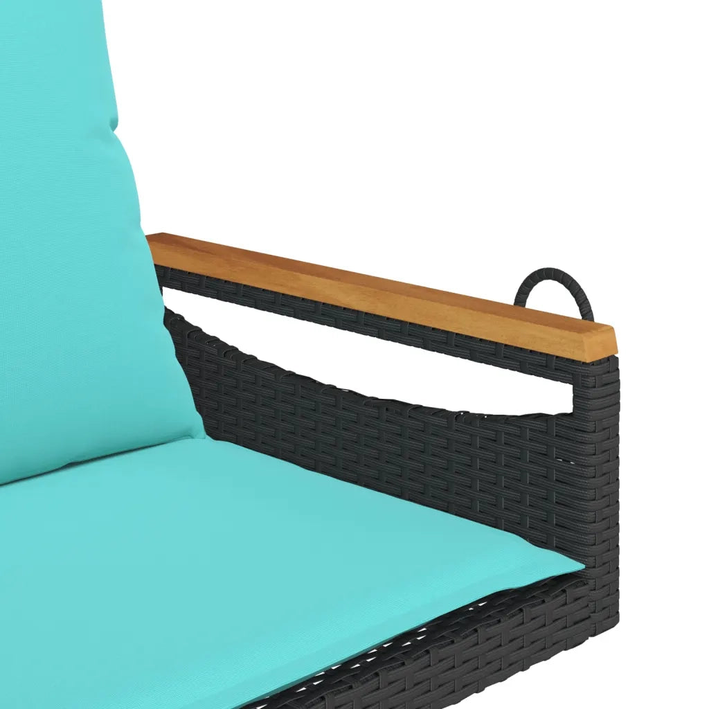 Panchina a Dondolo con Cuscini Nera 63x62x40 cm in Polyrattan