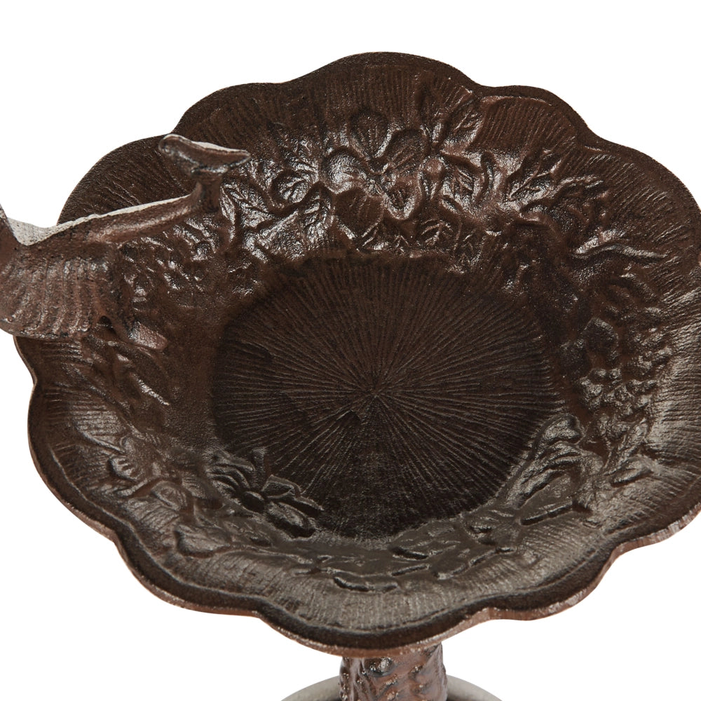 Fontana marrone abbeveratoio per uccelli in ferro per giardino Accento decorativo all'aperto
